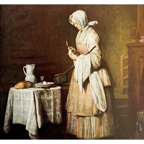 The Attentive Nurse Chardin Colorplate Art Print 1939 Antique LGADCP - Picture 1 of 3